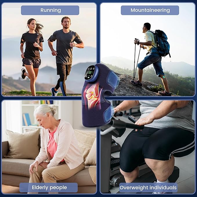 Creliver Knee Massager with Heat Cordless Heating Pad for Knee with 6 Heat Levels &amp 3 Vibration Modes &amp 3 Massage Modes Gifts for Dad Mom