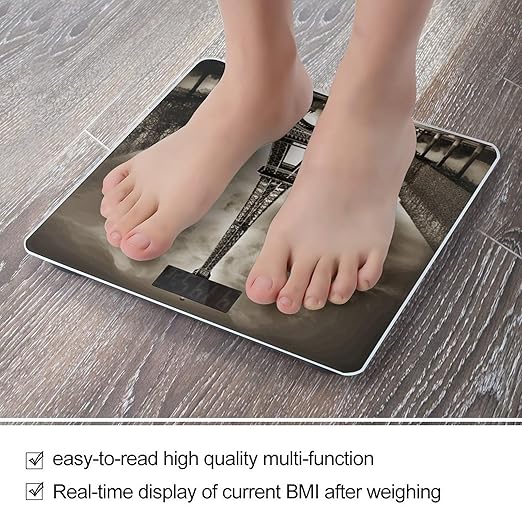 Paris Eiffel Tower Weight Scale Digital Electronic Scales Bathroom Scale Larg LCD Backlight Display High Precision MeasurementsTempered Glass