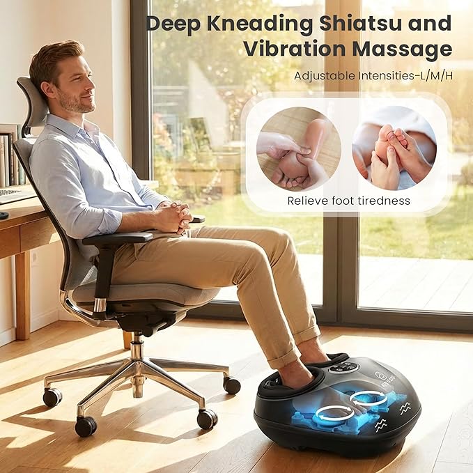 COMFIER HSA Eligible Shiatsu Foot Massager Machine with Heat FSA Foot Massager for Neuropathy Plantar Fasciitis Deep Kneading Feet Massager with HeatUp to Men Size 13 Christmas Gifts for Men Women