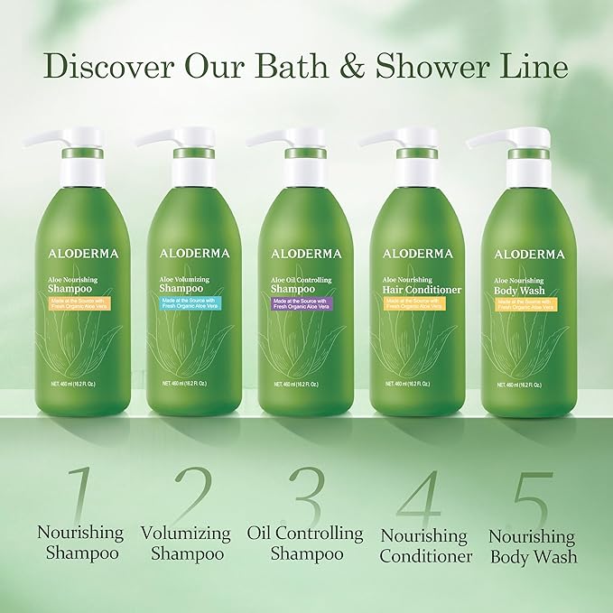 Aloderma Shower Set: Nourishing Body Wash Volumizing Shampoo Hydrating Cleanser