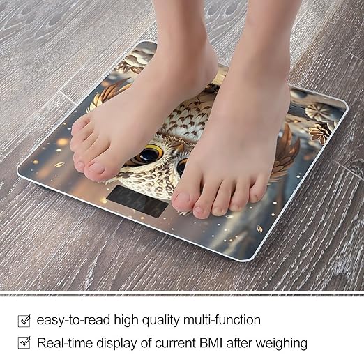 Cute Owl Scale for Body Weight Accurate Digital Bathroom Scale Toughened Glass High Precision Scales Smart Weight Scales with Large LCD Backlight Display Weighing Machine