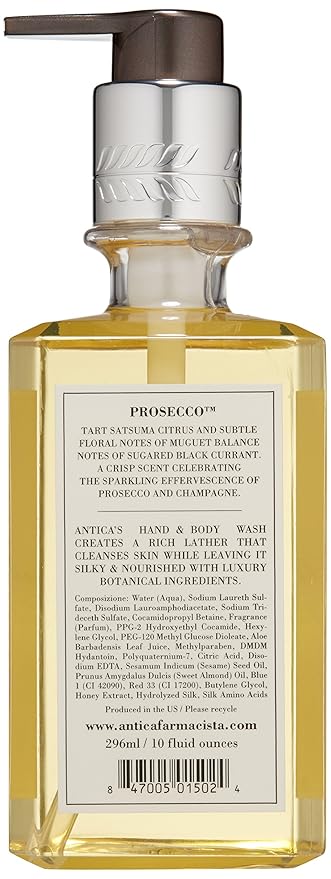 Antica Farmacista Hand &amp Body Wash - Luxury Nourishing Body Wash - Hydrating Hand Cleansing Wash - Bath &amp Body Gift - Prosecco 10 fl oz