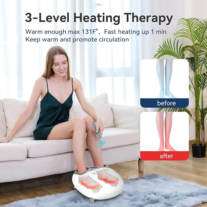 COMFIER Shiatsu Foot Massager with Heat Kneading and Vibration Heated Foot Feet Massager for Neuropathy Plantar Fasciitis