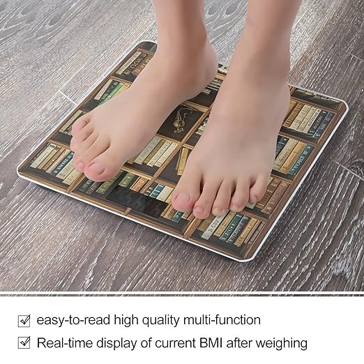 Retro Bookshelf Smart Scale for Body Weight Accurate Bathroom Scale with LED Display Digital Weight Scales Weighing Machine High Precision Scales for Bath Home