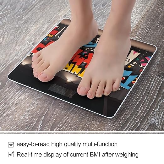 Graffiti Hip Hop Scale for Body Weight Digital Bathroom Scale Toughened Glass High Precision Scales for Body Weight with Large LCD Backlight Display Weight Scales