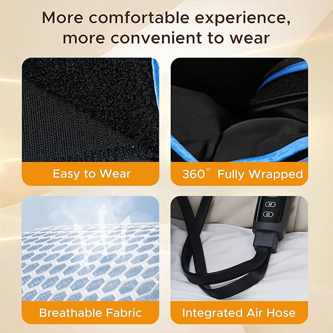 Leg Massager Air Compression Massager with 3 Level Full Leg Heat 6 Modes &amp 3 Intensities for Foot Calf Knee＆Thigh and Muscles Relaxation