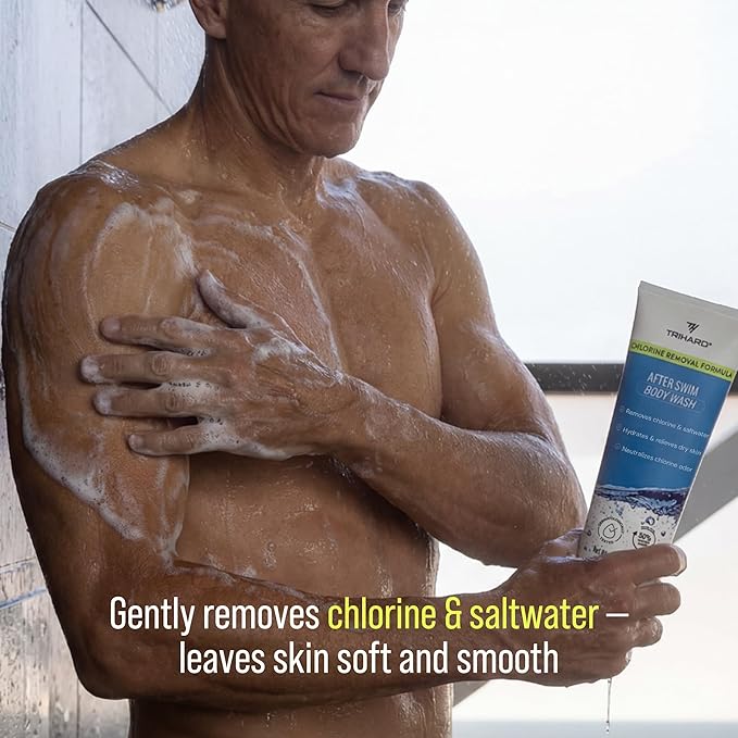 TRIHARD Chlorine Removal Body Wash and Lotion Set Protects and Hydrates Sensitive Skin from Pool and Ocean Pool Essentials for Pre and Post Swim Chlorine Skin Protection