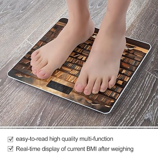Books Bathroom Scale Automatic Power On/Off Body Scales LCD Backlight Display Square Digital Scale Rounded Corners Bathroom Scales for Home Bedrooms