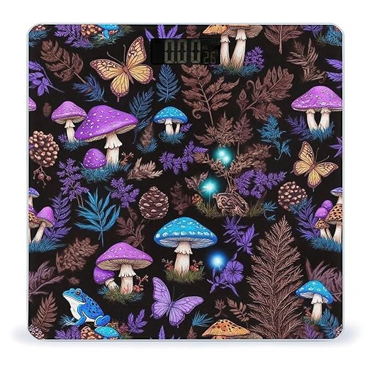 Digital Bathroom Weighing Scale Energy Saving Scale Smart Scale for Body Weight Moon Frogs Trippy Mushroom Leaves