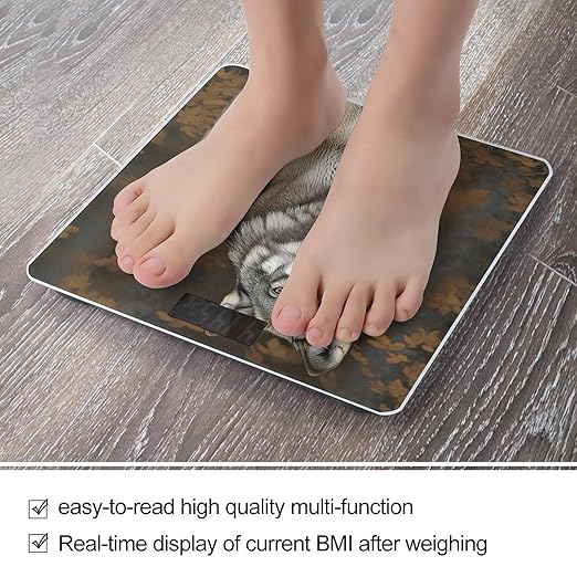 Wild Wild Gray Wolf Scale for Body Weight Accurate Digital Bathroom Scale Toughened Glass High Precision Scales Smart Weight Scales with Large LCD Backlight Display Weighing Machine