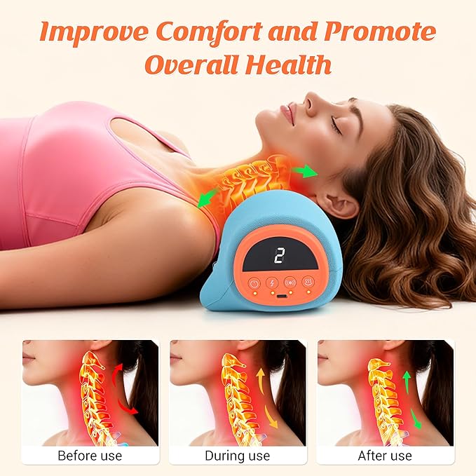 Upgraded Neck Massager 2026 Neck and Shoulder Massager with Heat Stretcher Vibration Portable Cervical Traction Device Neck Massagers for Pain Relief Deep Tissue