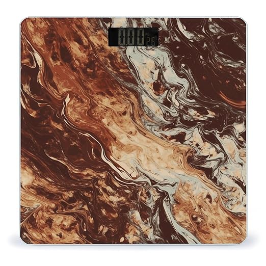 Marble Mixed Brown Scale for Body Weight Precision Bathroom Weighing Scales with Back Lit LCD Display Sturdy Tempered Glass Body Weight Scales Digital Bathroom Scale 400lb