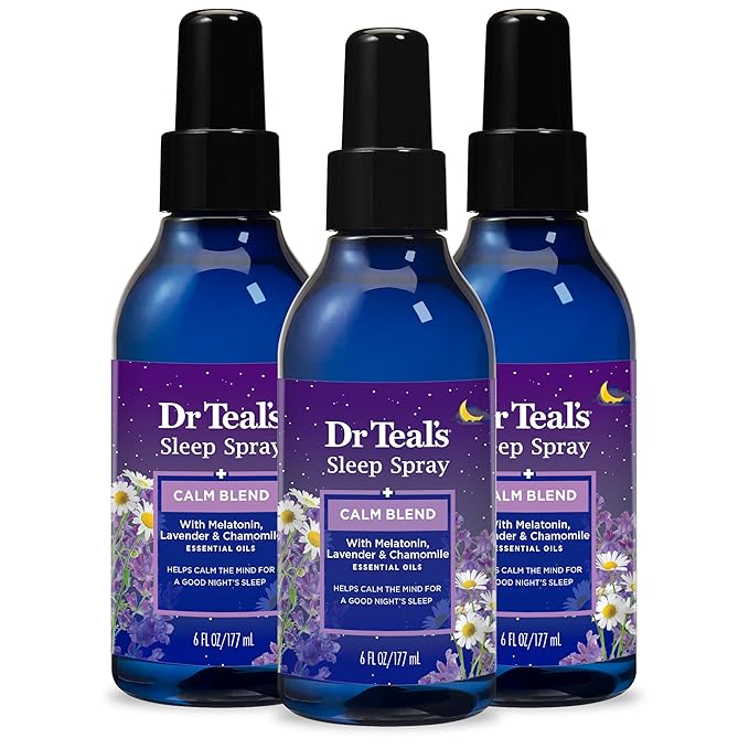 Dr Teal's Body Wash &amp Sleep Spray Bundle with Melatonin Lavender &amp Chamomile - Pack of 4 24 fl oz &amp Pack of 3 6 fl oz