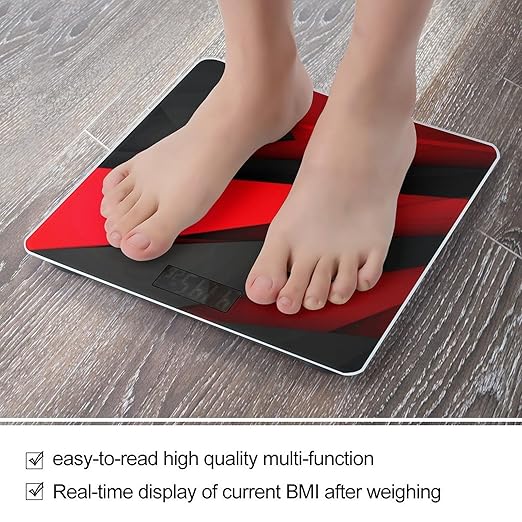Red BlackScale for Body Weight with LCD High Precision Weighing Scales Fashion Sturdy Tempered Glass Weight Scales Easy-to-Read Digital Bathroom Scale for Daily 400lb