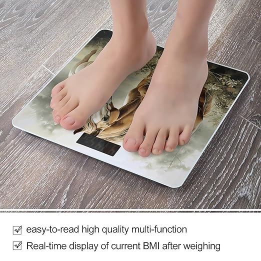 Animals Embroidery Paintings Horses Bathroom Scale Weight Scale for Body WeightHighly Accurate Digital Weighing Machine Clear LED Display Digital Bathroom Body Scale 400lb/182kg