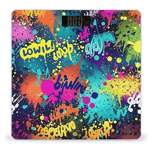 Colorful Spray Pattern Scale for Body Weight Anti-Slip Sturdy Tempered Glass Weighing Machine Highly Digital Accurate Bright LCD Bathroom Scale for Household Gift