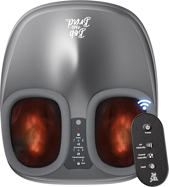 BOB AND BRAD Shiatsu Foot Massager with Heat and RemoteFSA Eligible HSA Deep Kneading Electric Feet Massager for Plantar Fasciitis Fits US Size 12