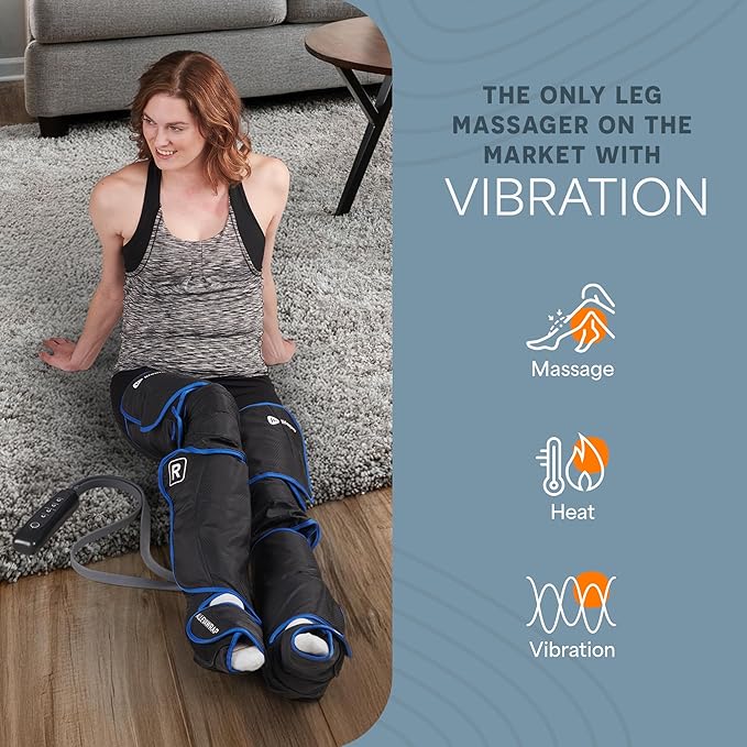 LifePro Leg Massager for Circulation and Pain Relief -Certified Leg Compression Massage Boots with Heat Foot and Calf Massage Recovery Machine with 5 Modes and 2 Extension Wraps