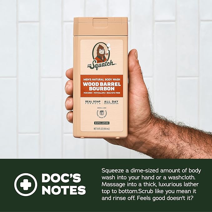 Dr. Squatch Natural Men's Body Wash Shower Gel - Cleansing Nourishing Long Lasting Scent Moisturizing Body Wash for Men - Fresh Falls + Coconut Castaway (14 oz 2-Pack)
