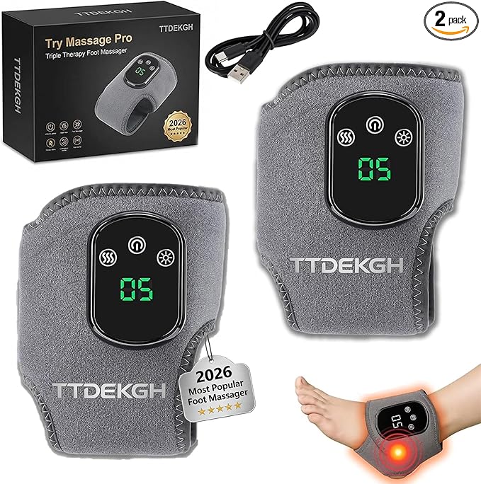 Try Massage ProTriple Therapy Foot MassagerAnkle Renew Spa Bath Cordless Electric Heated with 5 Heat &amp 3 Vibration for Pain Relief Relaxation Neuropathy Home Office Family Ideal Gift (2)