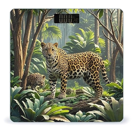 Animal Leopard Print Jungle Scale for Body Weight Smart Scales Digital Bathroom Scale High Precision Weighing Scales with Large Display Weighing Machine for People