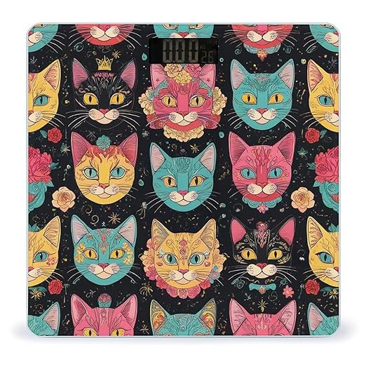 Men's Smart Scale for Body Weight Digital Bathroom Weighing Scale Automatic Switch Energy Saving Scale Day of The Dead Halloween Sugar Cat Skull