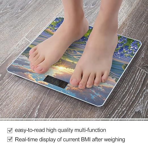 Texas Bluebonnets Scenery Scale for Body Weight Highly Accurate Digital Bathroom Body Scale Digital Bathroom Scales for People Anti-Slip Large LCD Display Smart Scales