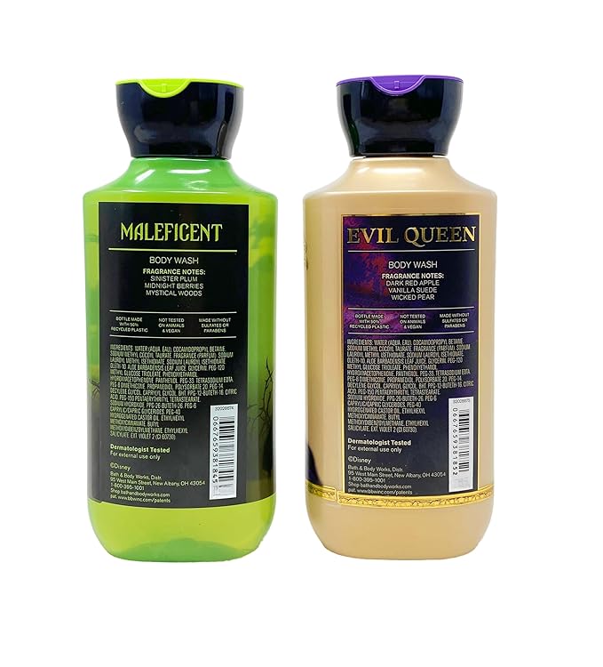 Bath &amp Body Works Disney Villains Collection - 2 Pack Body Wash - Maleficent and Evil Queen with a Natural Oats Sample Soap