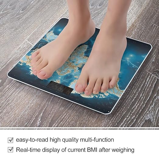 World Map Smart Scale for Body Weight Accurate Bathroom Scale with LED Display Digital Weight Scales Weighing Machine High Precision Scales for Bath Home