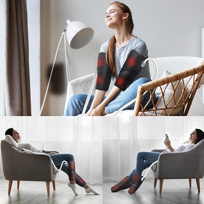 QUINEAR Leg Massager and Air Compression Calf Massager with 3 Modes 3 IntensitiesLeg Compression Massager for Circulation and Pain ReliefIdeal Gift