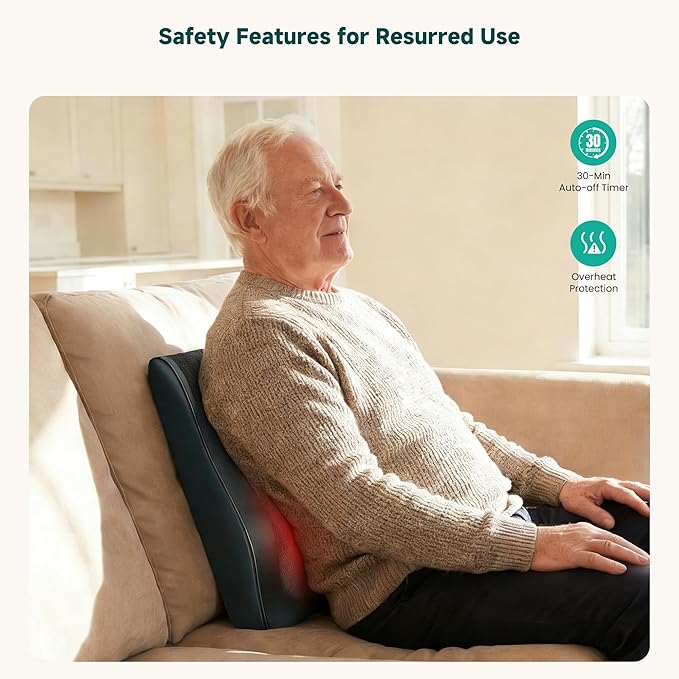 Snailax Shiatsu Back Massager for Back Pain Deep Tissue Lower Back Neck Massager with Heat 3D Kneading Back Massager for Chair Massage Pillow as Gifts for Mom Dad Women