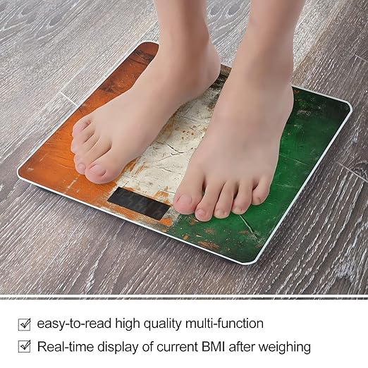 Hand Drawn Flag Pattern Scale for Body Weight Accurate Digital Bathroom Scale Toughened Glass High Precision Scales Smart Weight Scales with Large LCD Backlight Display Weighing Machine