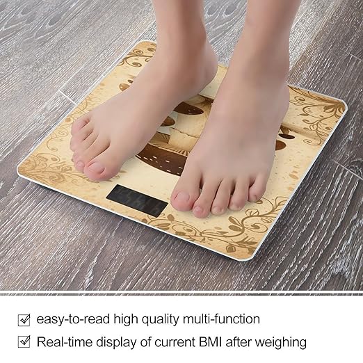 Vintage Mushroom Weight Scale Large Bathroom Scales Digital Weight with Bright LED Display Non Slip Automatic Weighing Scale Fashion Weighing Machine for Body