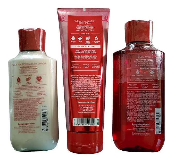 Bath &amp Body Works Mrs Claus Shower Gel Body Wash Body Lotion and Ultimate Hydration Body Cream 3 Piece Set