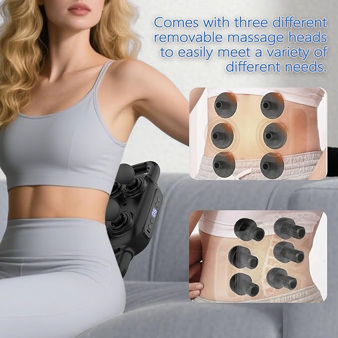 Six Head Massage Gun 50 Intensity Levels &amp 9 Massage Modes Equipped with 3 Different Massage Heads Massage Gun with Adjustable Belt Ideal Gifts for Women Men Mom and Dad