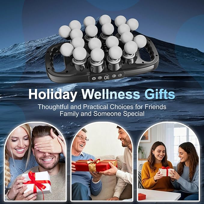 20 Head Massage Gun Deep Tissue Back Massager with 9 Modes &amp 30 Intensities Percussion Muscle Massager Gun for Back Neck Shoulder Legs Pain Relief Gift for Athletes Men Women