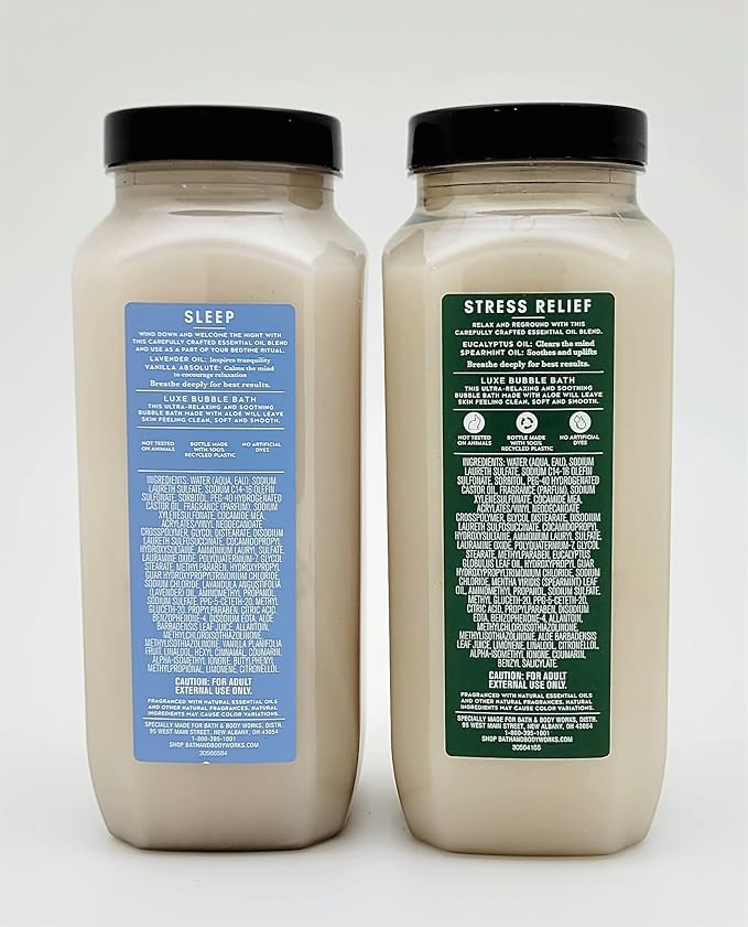 Bath &amp Body Works - Aromatherapy - Luxe Bubble Bath - 2 pc Bundle - Lavender Vanilla and Eucalyptus Spearmint - both 15 fl oz Full Size