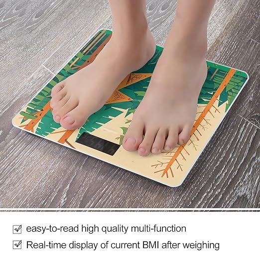 Mountain Fir Forest Scale for Body Weight Accurate Digital Bathroom Scale Toughened Glass High Precision Scales Smart Weight Scales with Large LCD Backlight Display Weighing Machine