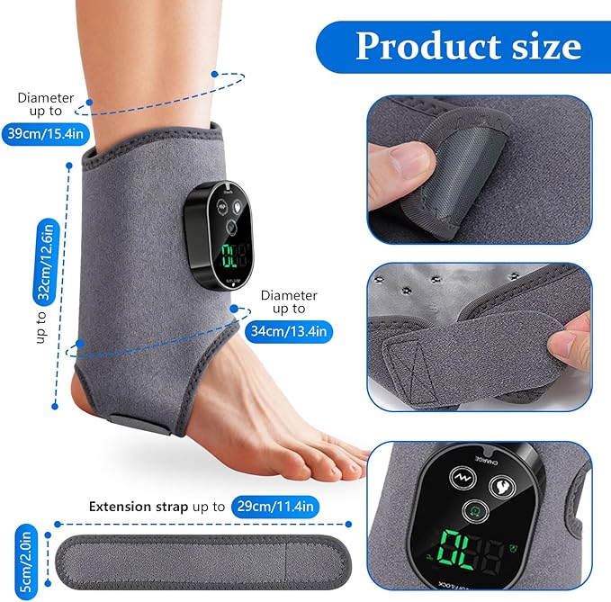 Version 3-in-1 Foot Massager with Super Long Battery Life USB Charging Port Black 3 Vibration Modes 6-Speed Temperature Control Circulation and Pain Relief for Foot Relaxation (Grey)