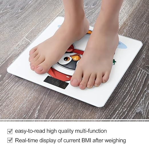 Christmas Penguin Bathroom Scale for Body Weight 400 Lb Weight Scale with High Precision Sensors Tempered Glass Highly Accurate Digital Weighing Machine for People
