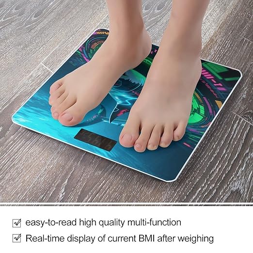 Shark Weight Scale Cute Bathroom Scale for Body Highly Accurate Digital Weighing Machine for People Compact LCD Display Scales with Sturdy Toughened Glass Scales