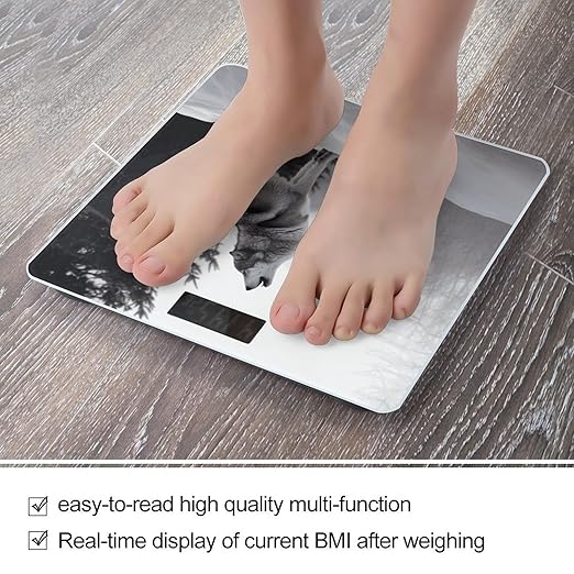 Digital Bathroom Scale for Body Weight Scale with Bright LCD Display High Accuracy Step-On Technology Auto On/Off Howling Wolf Digital Scales 400 Lbs /180kg