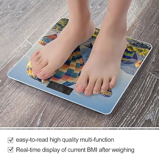 Hot Air Balloons Scale for Body Weight Digital Bathroom Scale Toughened Glass High Precision Scales for Body Weight with Large LCD Backlight Display Weight Scales