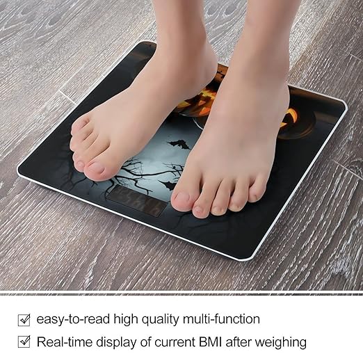 Halloween with Pumpkins Scale for Body Weight High Precision Digital Weight Scales with LCD Display Anti-Slip Sturdy Slim Tempered Glass Bathroom Scale for Home Use