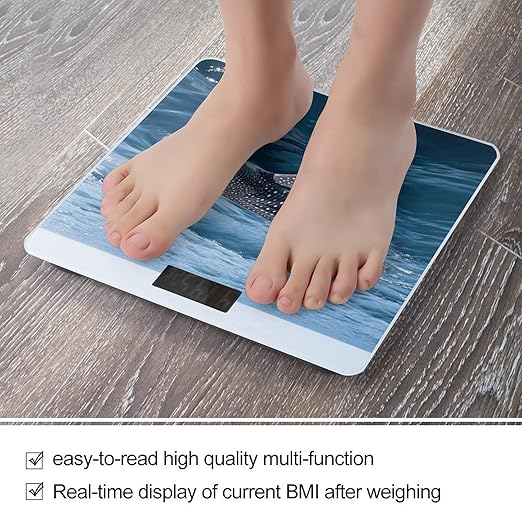 Whale Shark Bathroom Scale for Body Weight LCD Display Digital Bathroom Scale Tempered Glass Bathroom Weight Scales Fashion Smart Scales for Home Bedroom 400 Lb
