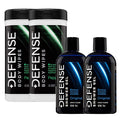 Defense Soap 2 Pack Peppermint Body Wipes 40 Count and 2 Pack Body Wash 12 oz