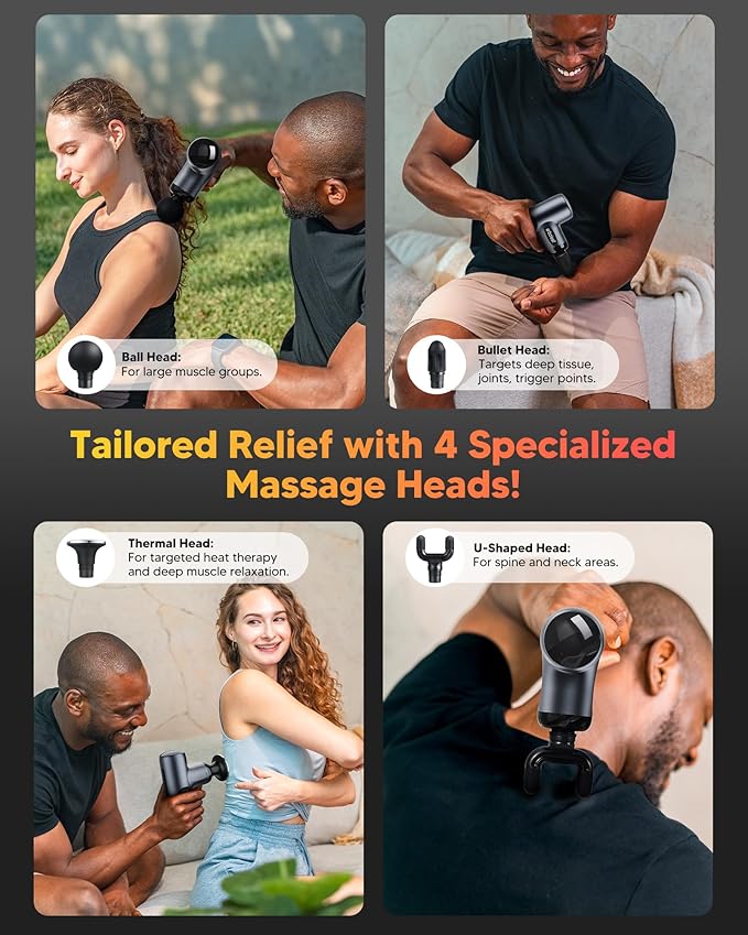 arboleaf Mini Massage Gun with Heat Percussion Muscle Massager for Pain Relief Portable &amp Quiet Handleld Small Massager Heated Travel Size with Case Gift for Men &amp Women