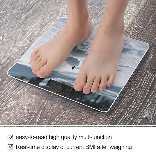 Bear Paw Print Scale for Body Weight Sturdy Tempered Glass Weighing Scales with LCD Display Accurate Digital Bathroom Scale Convenient Body Fat Smart Scales Easy Read