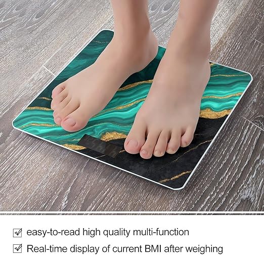 Smart Scale for Body Weight Digital Bathroom Weighing Scale Energy Saving Scale Teal Turquoise Green Gold Black Marble