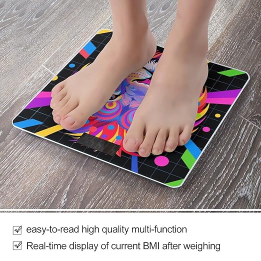 Colorful Lion Scale for Body Weight Sturdy Tempered Glass Weighing Scales with LCD Display Accurate Digital Bathroom Scale Convenient Body Fat Smart Scales Easy Read